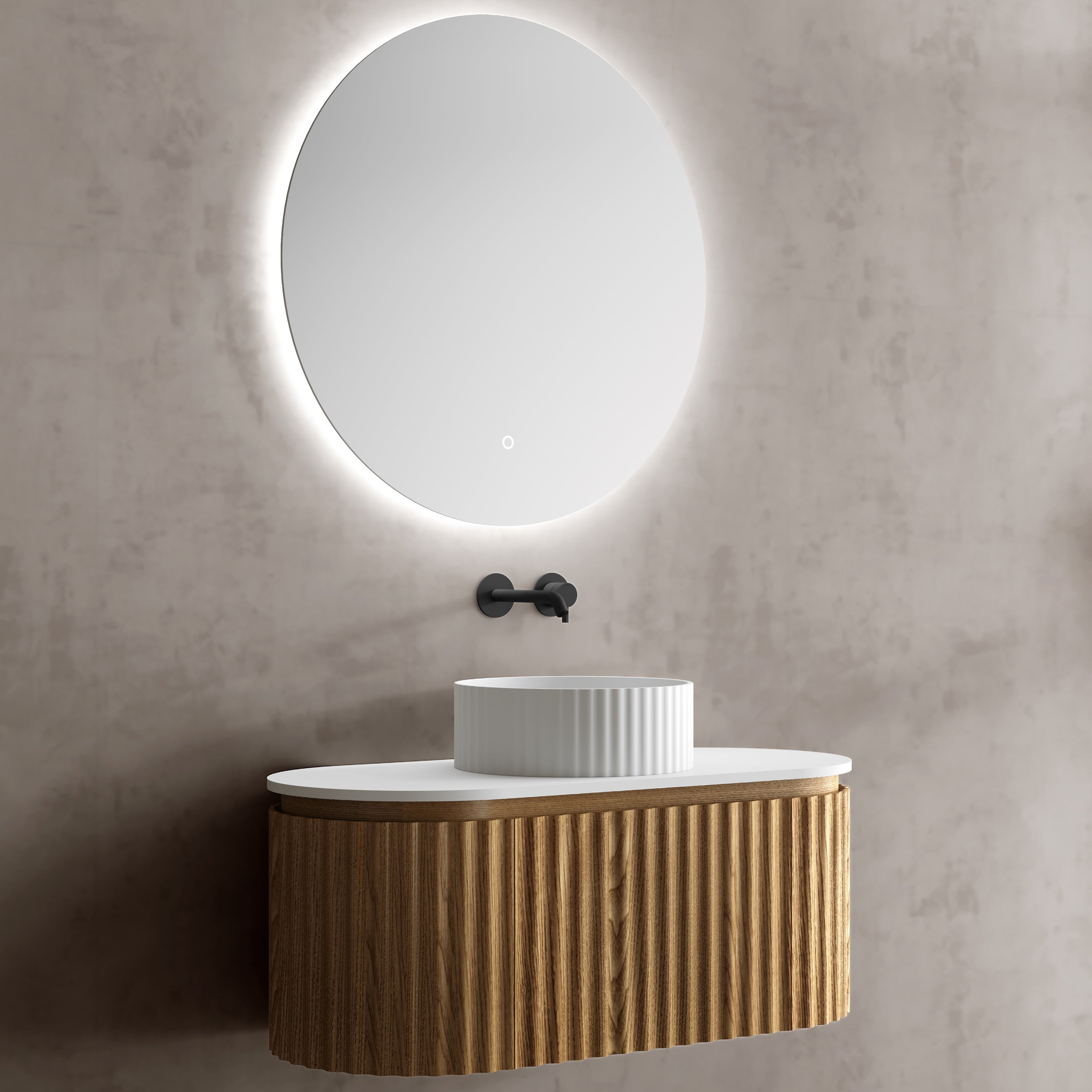 MonBlari Solid Surface Vanity With Mirror TW-5101-BACK TO WALL-SideView