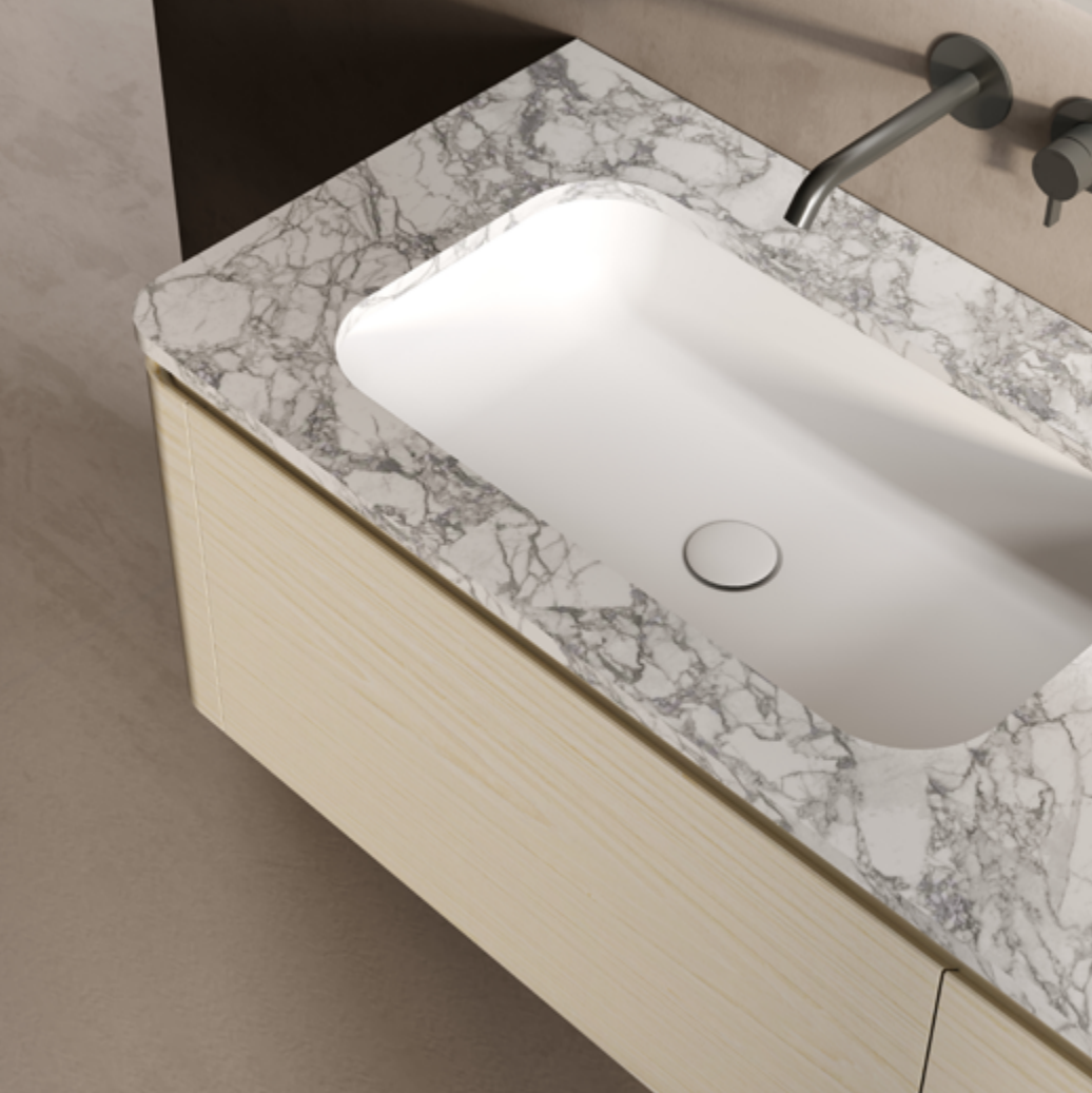 MonBlari Marble Vanity With Mirror TW-5502M-BACK TO WALL-TopCloseUp