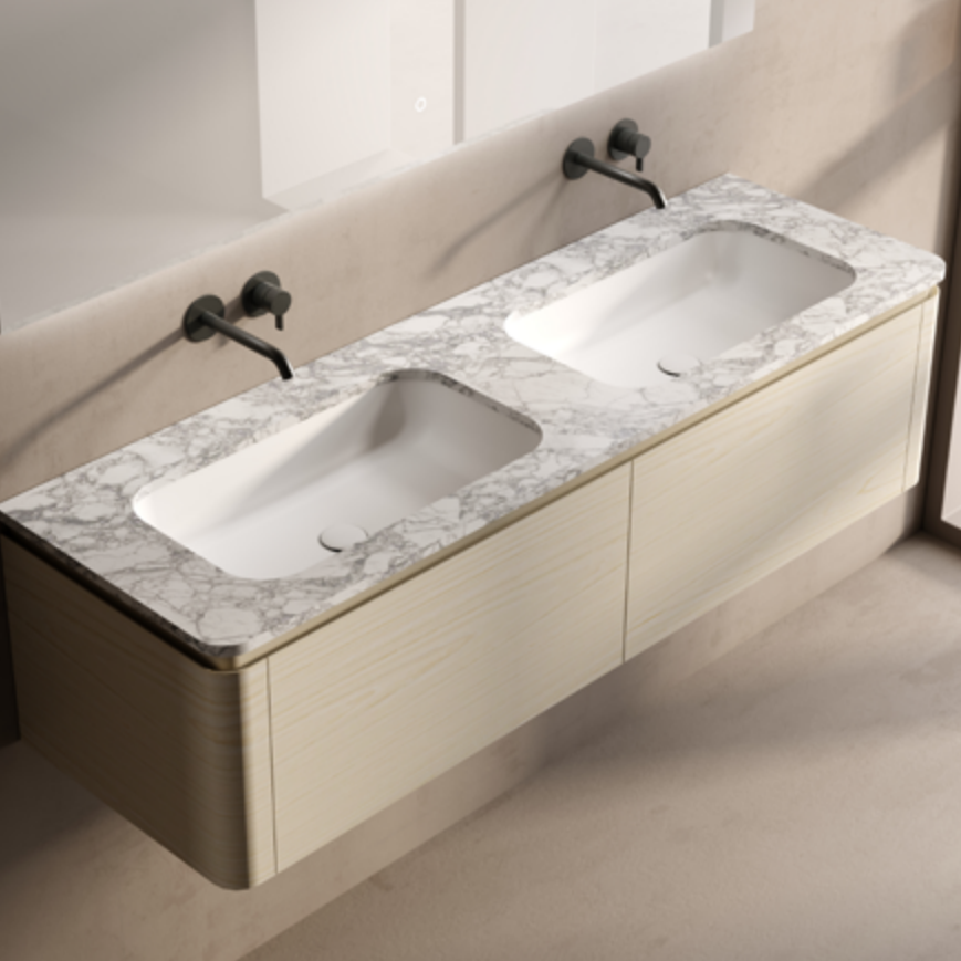 MonBlari Marble Vanity With Mirror TW-5502M-BACK TO WALL-SideTop