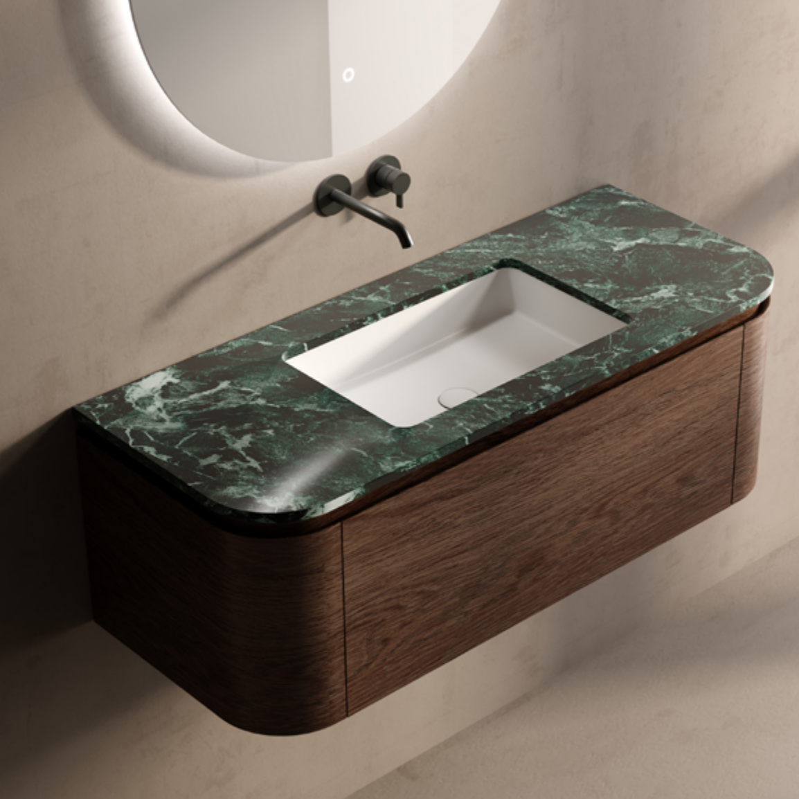 MonBlari Marble Vanity With Mirror TW-5601M-BACK TO WALL-SideTop