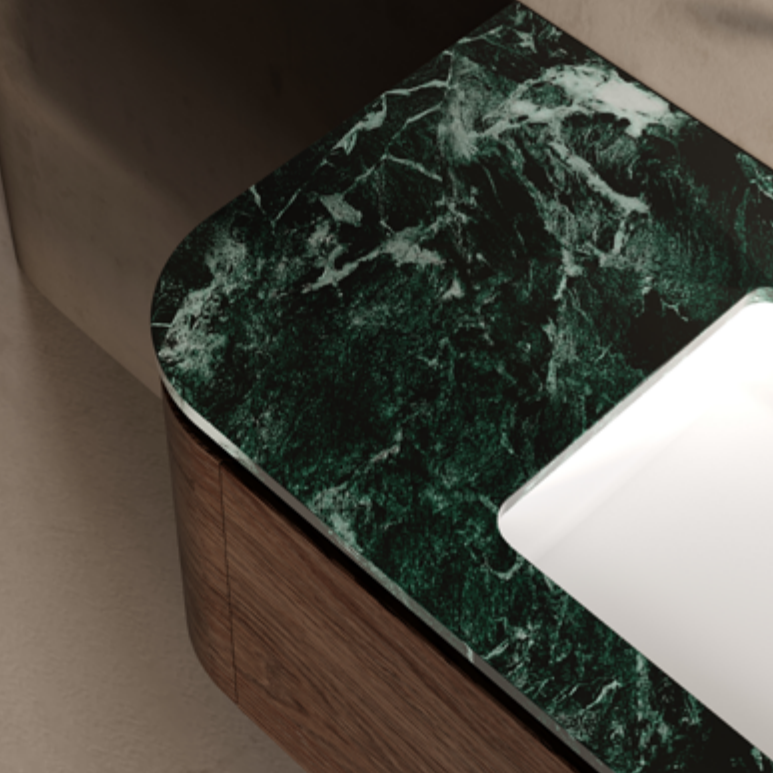 MonBlari Marble Vanity With Mirror TW-5601M-BACK TO WALL-SideTopCloseUp