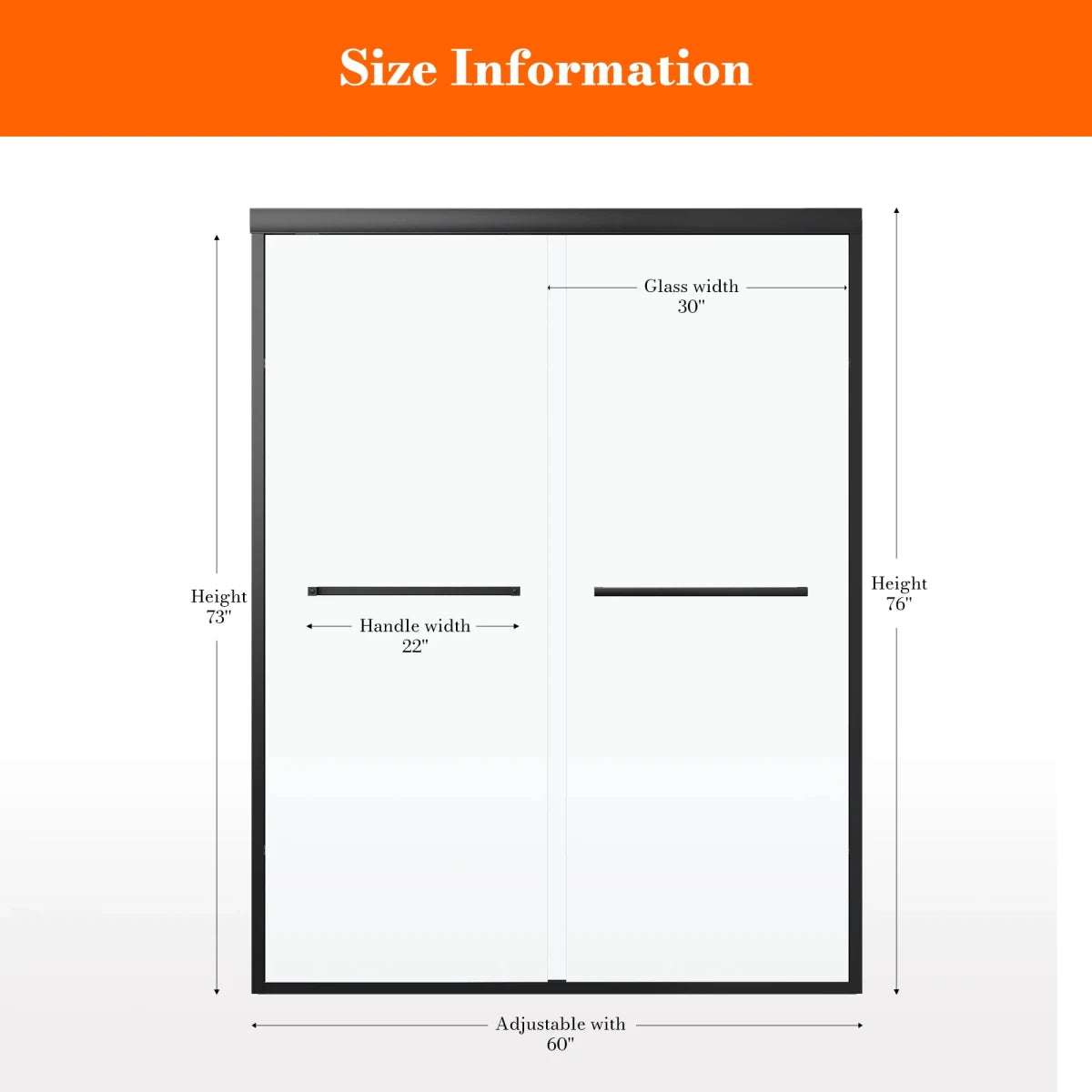MonBlari Black Modern Sliding Glass Shower Door for Bathroom 60" x 76"