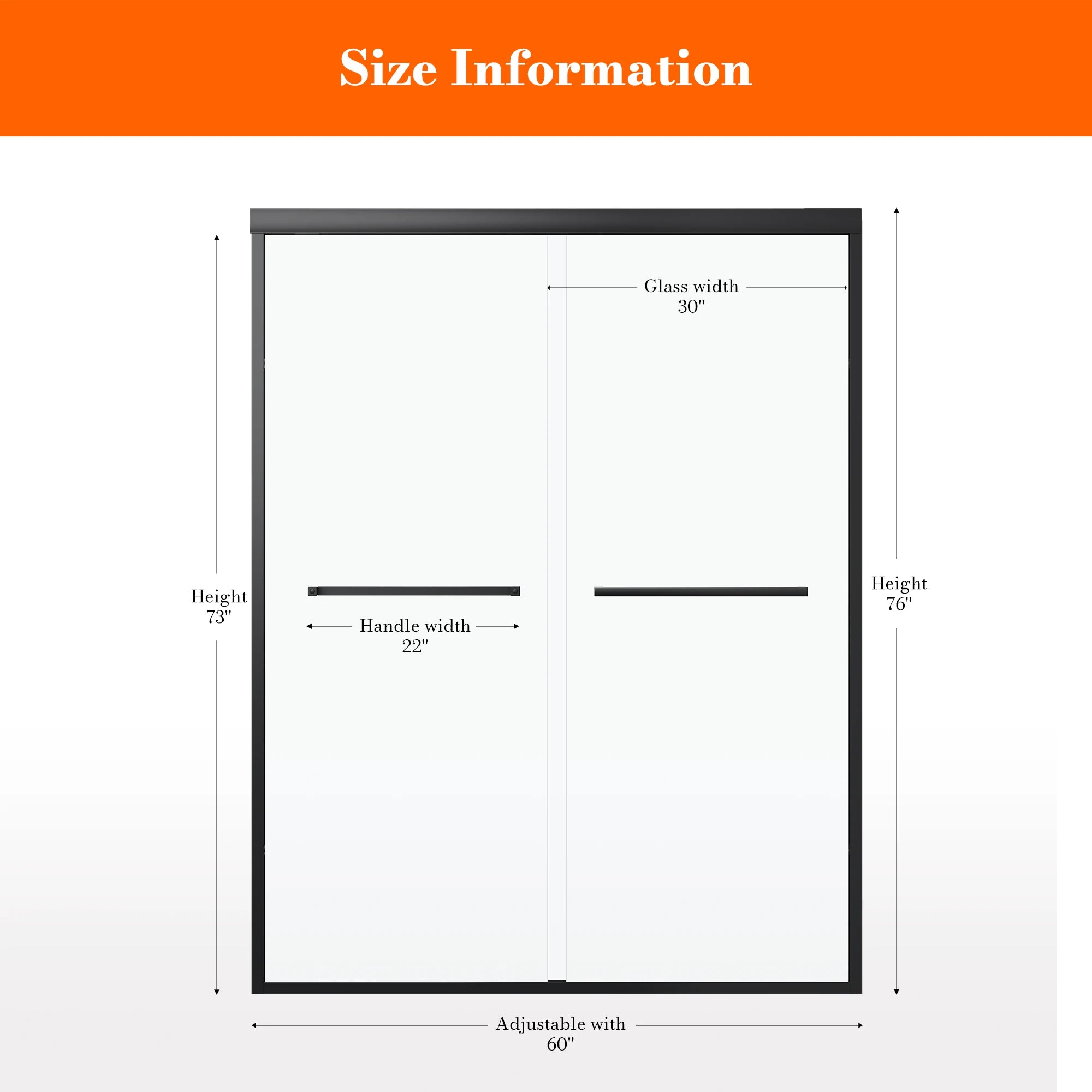 MonBlari Black Modern Sliding Glass Shower Door for Bathroom 60" x 76"