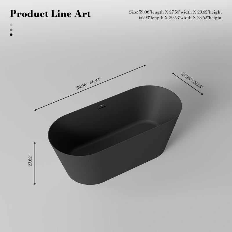 59-71 Inch MonBlari Acrylic Freestanding Bathtub
