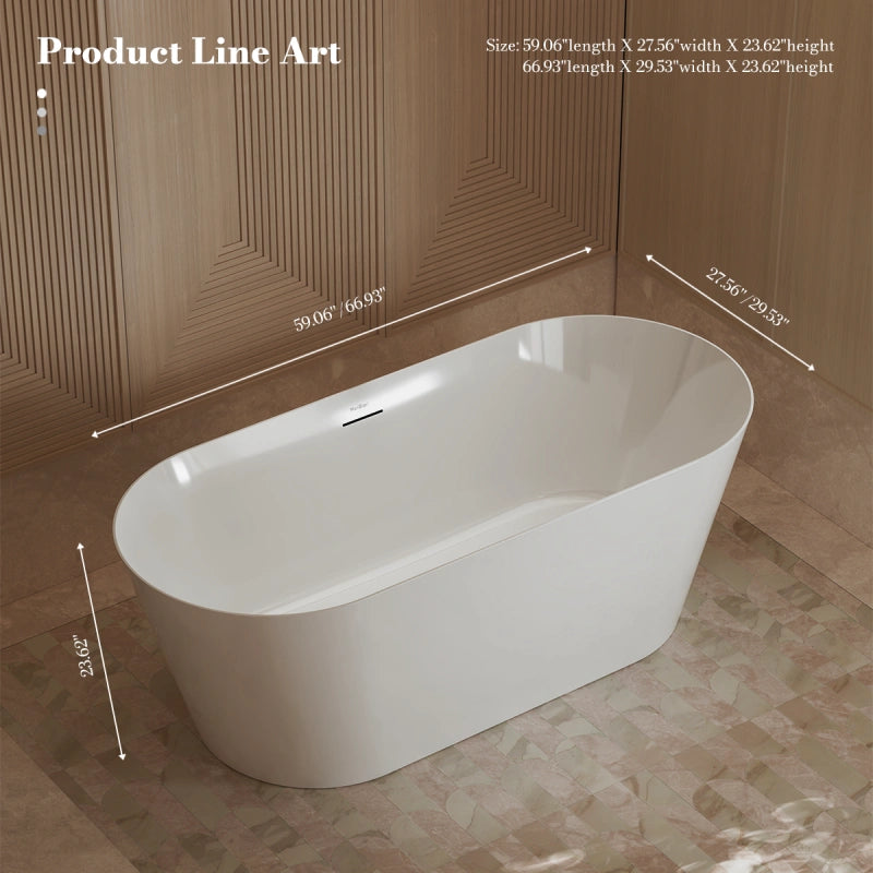 59-71 Inch MonBlari Acrylic Freestanding Bathtub