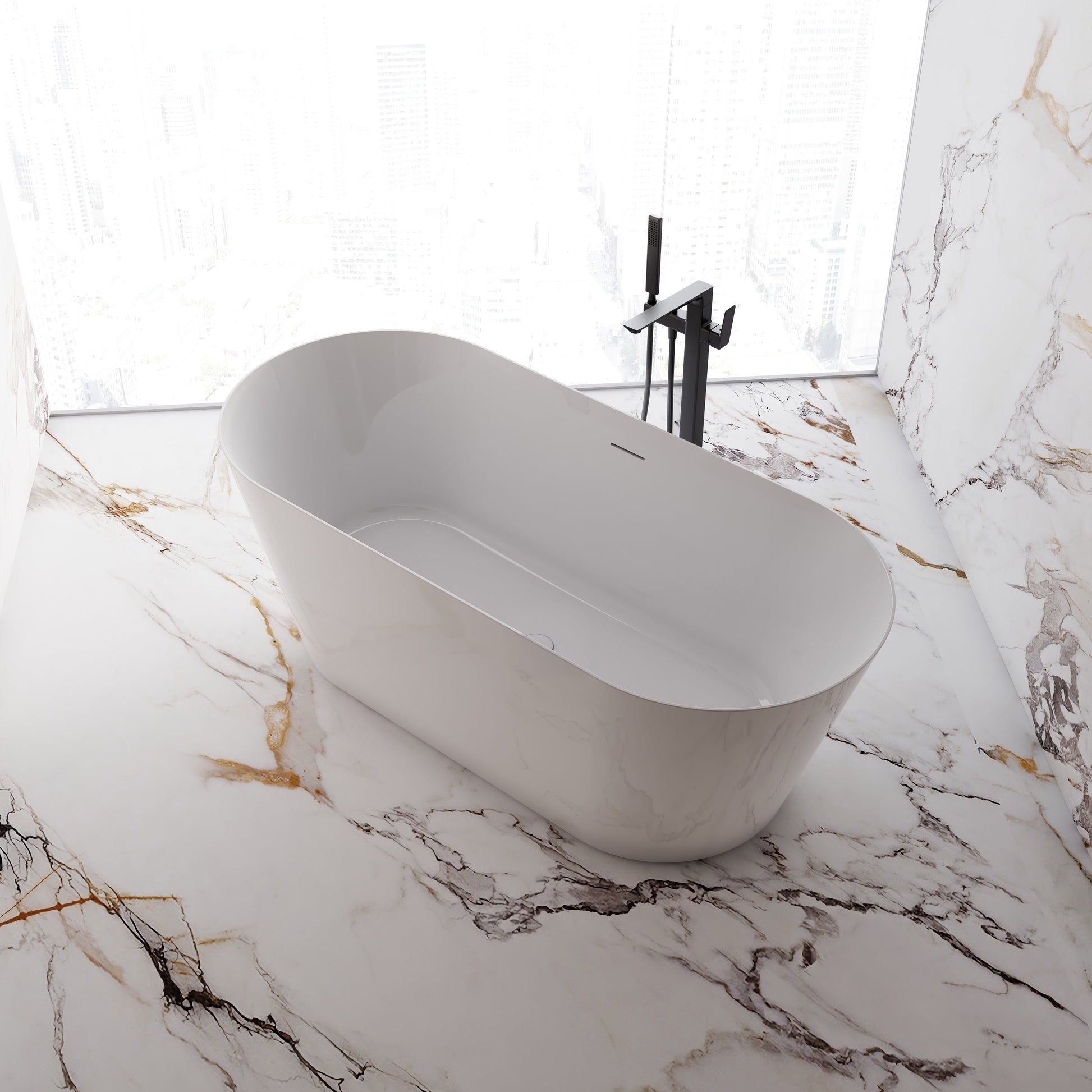 71 Inch MonBlari Acrylic Freestanding BathtubTW6611GW-RightTopView