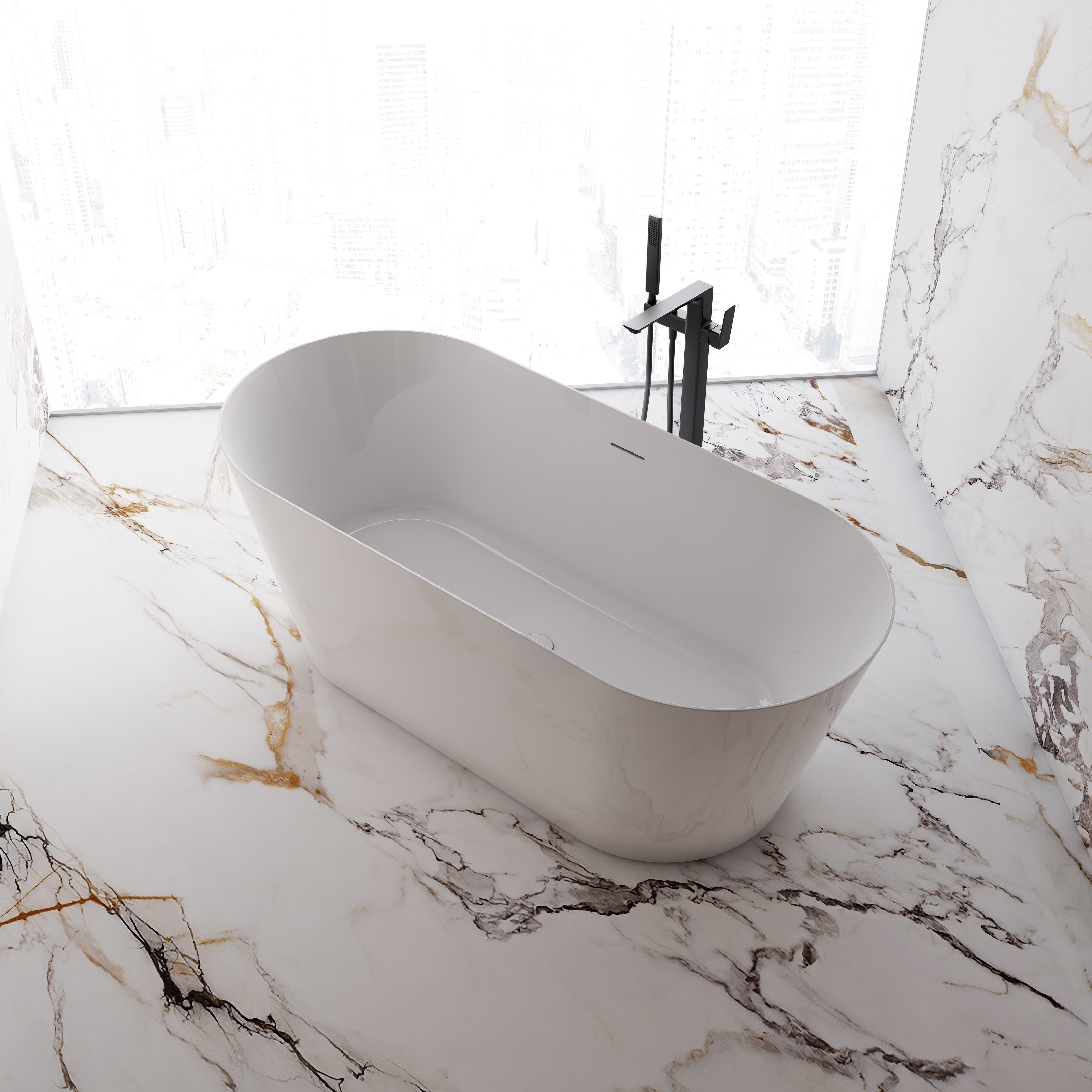 71 Inch MonBlari Acrylic Freestanding BathtubTW6611GW-RightTopView