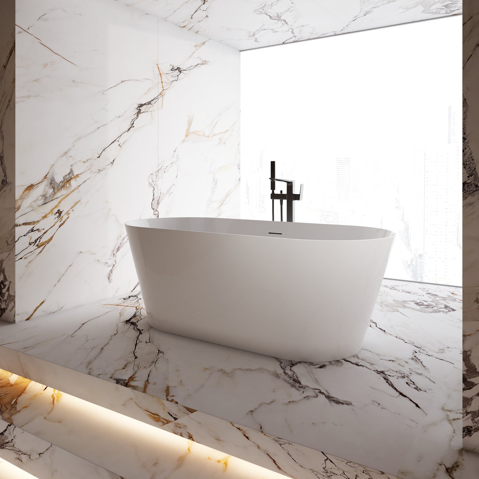 71 Inch MonBlari Acrylic Freestanding BathtubTW6611GW-RightSideView