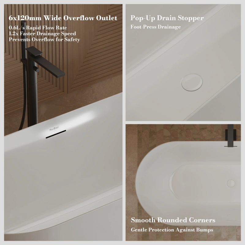 59-71 Inch MonBlari Acrylic Freestanding Bathtub
