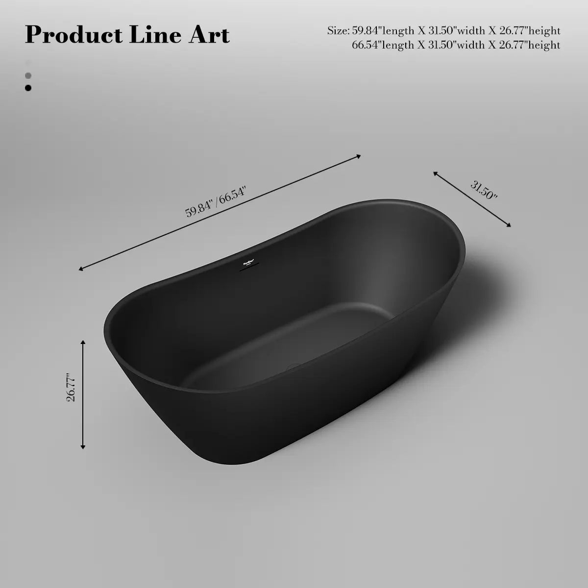 60-67 Inch MonBlari Acrylic Freestanding Bathtub