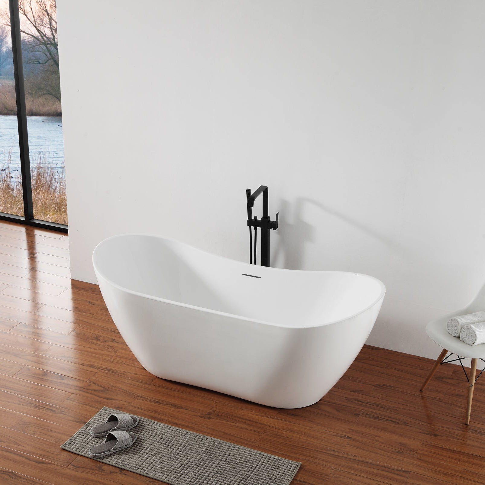 MonBlari Acrylic Freestanding Bathtub TW-6675-GW-SideView