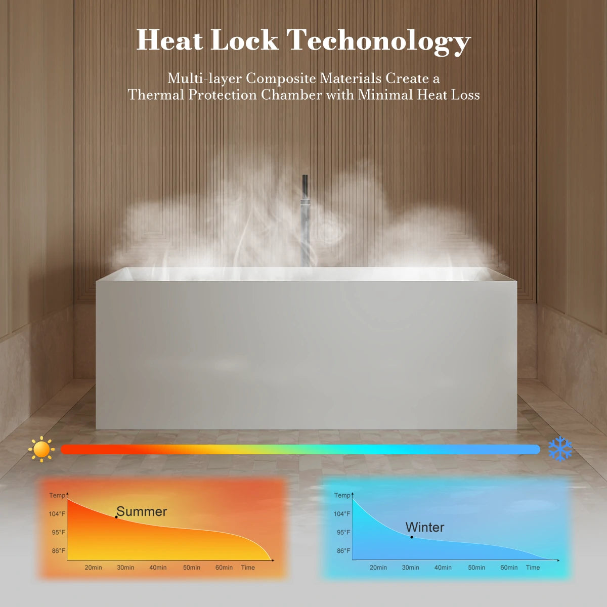 Monblari Acrylic Bathtub Freestanding Soaker Tub