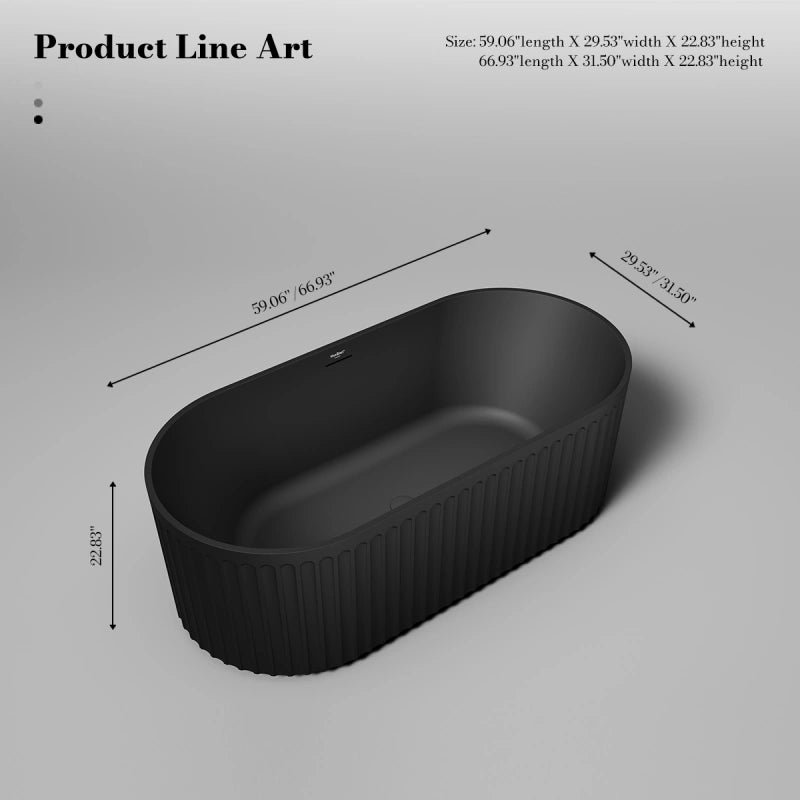 59-67 Inch MonBlari Acrylic Freestanding Bathtub