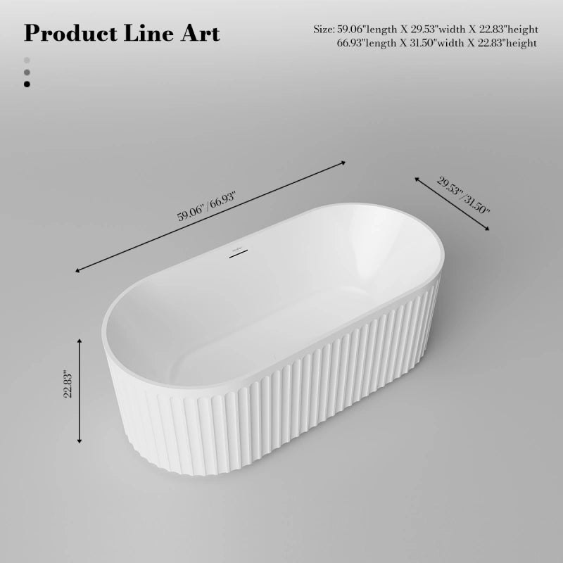 59-67 Inch MonBlari Acrylic Freestanding Bathtub