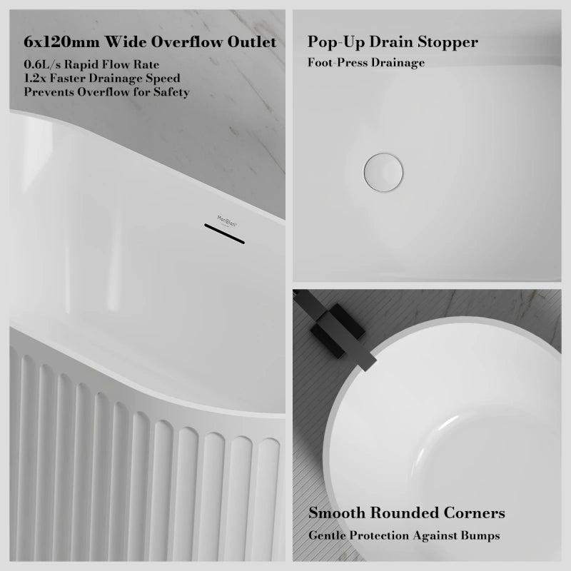 59-67 Inch MonBlari Acrylic Freestanding Bathtub