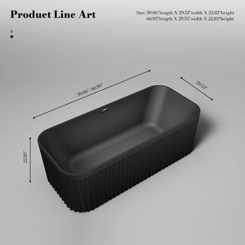 59-67 Inch MonBlari Acrylic Freestanding Bathtub
