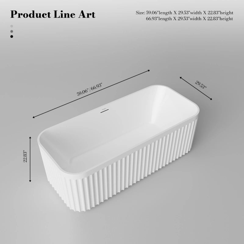 59-67 Inch MonBlari Acrylic Freestanding Bathtub