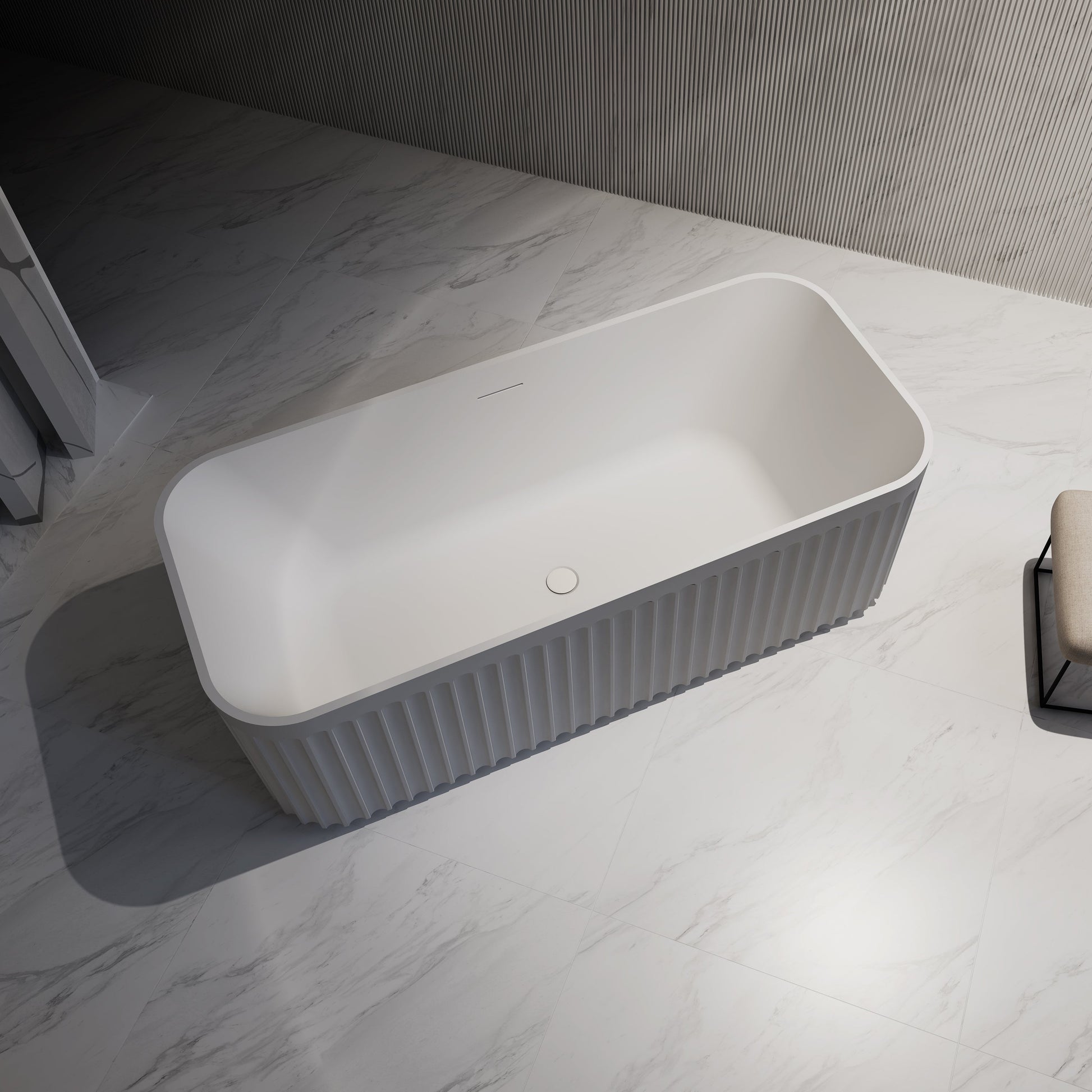 59-67 Inch MonBlari Solid Surface Freestanding Bathtub-TopView