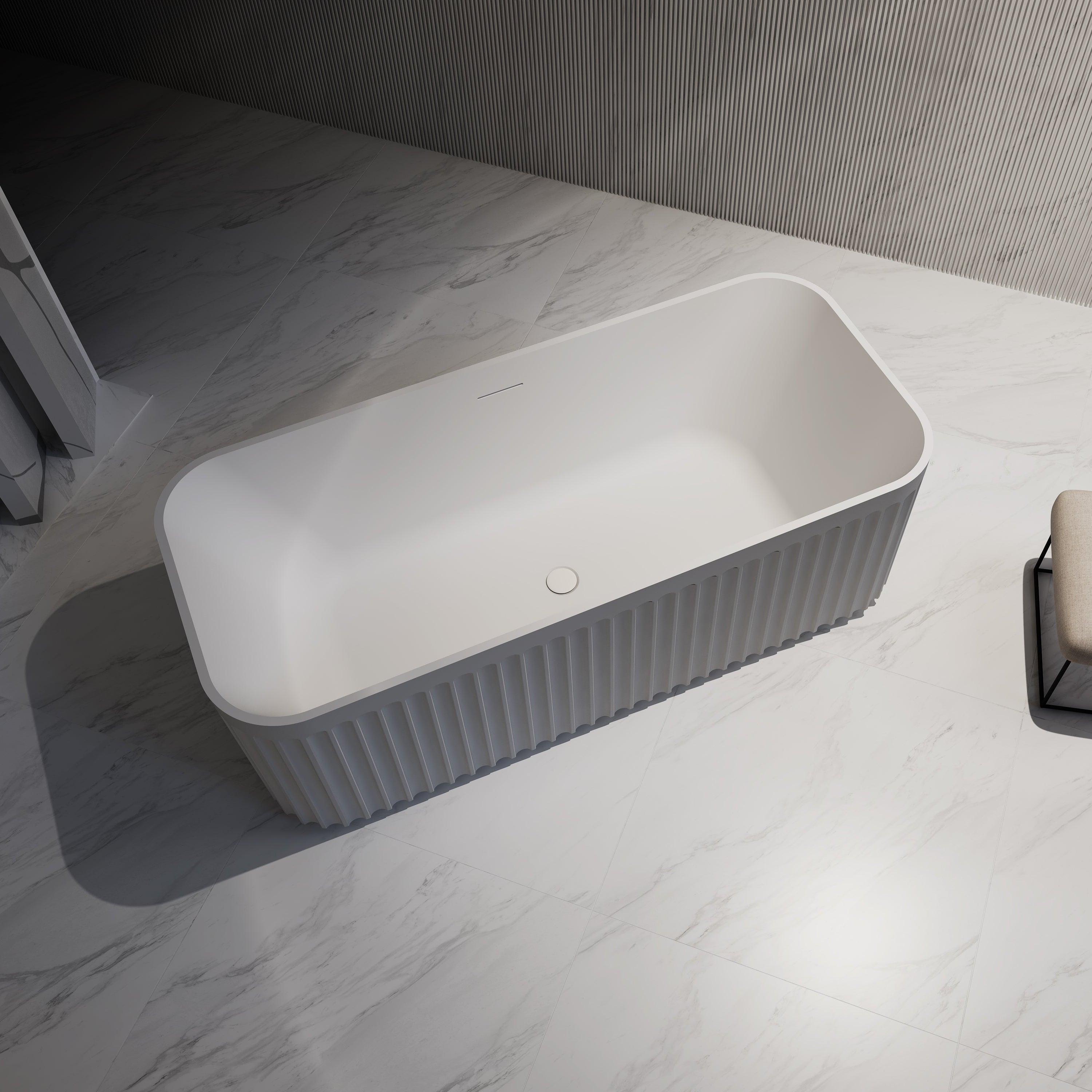 59-67 Inch MonBlari Solid Surface Freestanding Bathtub-TopView