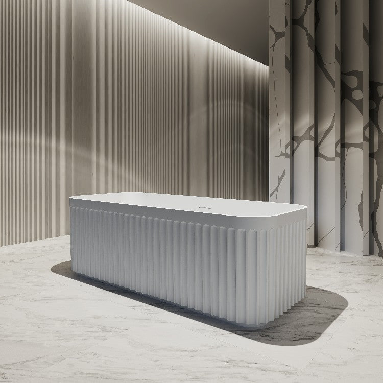 59-67 Inch MonBlari Solid Surface Freestanding Bathtub-SideView