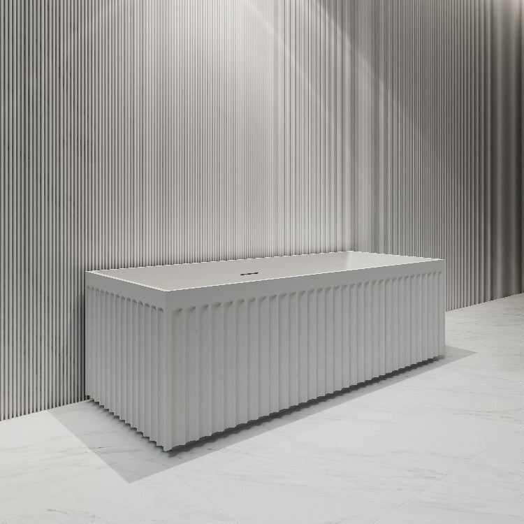 59-67 Inch MonBlari Solid Surface Freestanding Bathtub-SideView