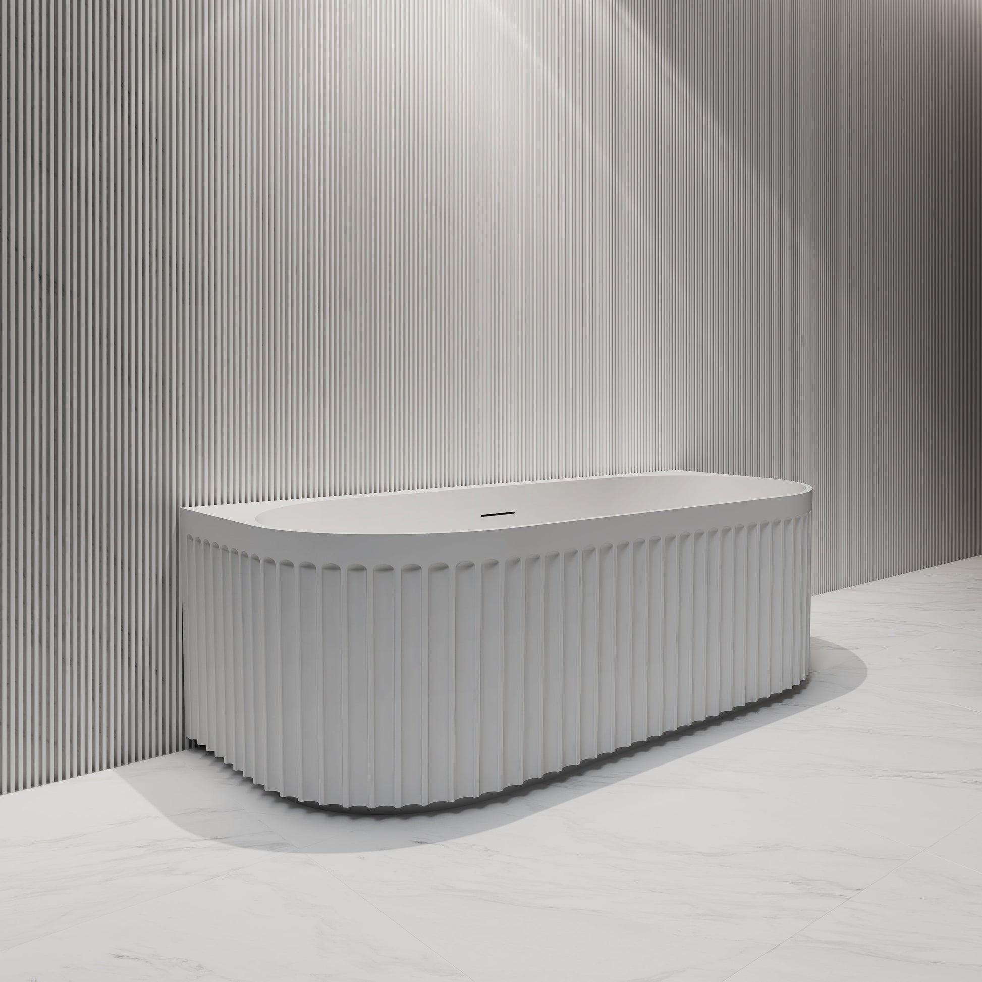 59-67 Inch MonBlari Acrylic Back to Wall Bathtub-SideView