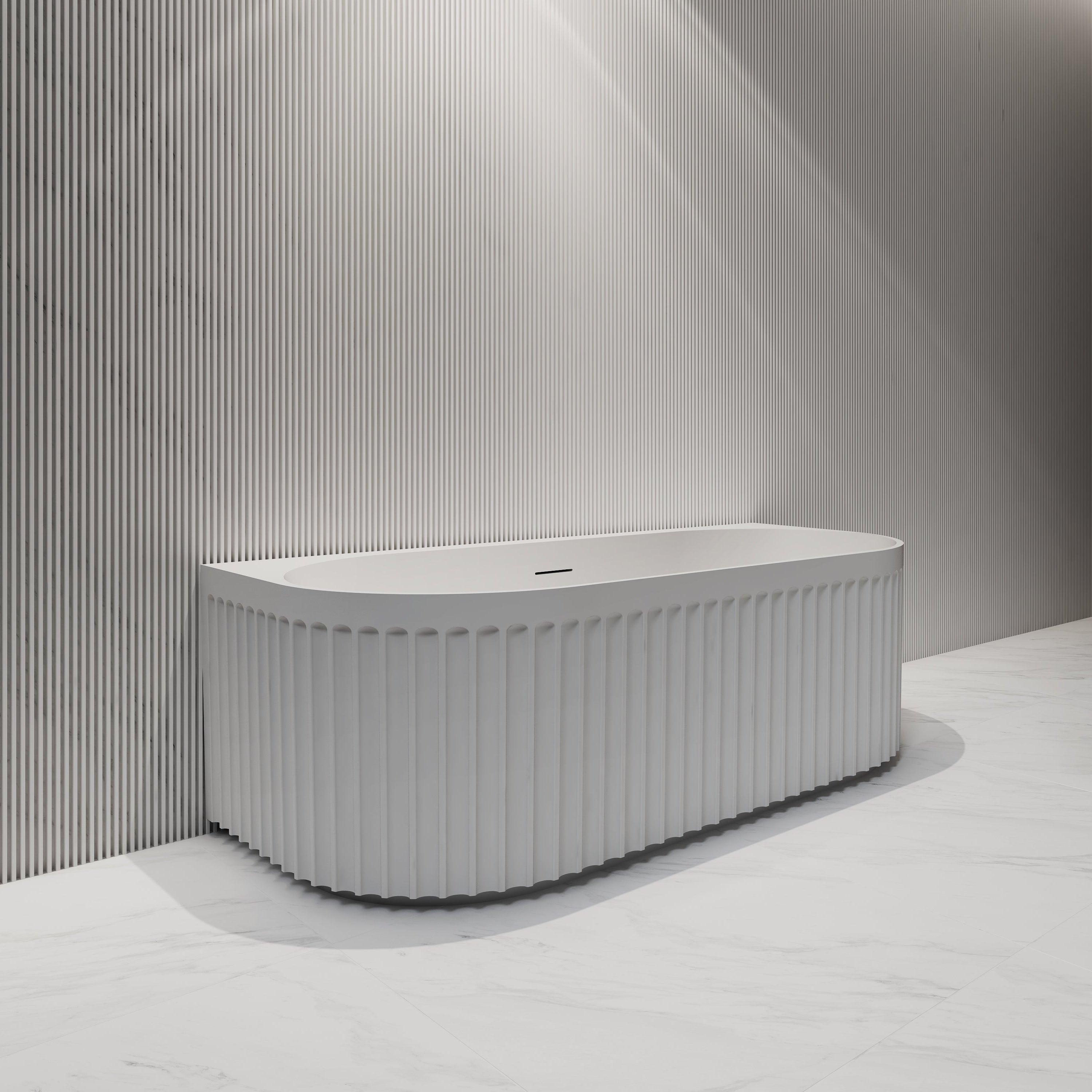 59-67 Inch MonBlari Acrylic Back to Wall Bathtub-SideView