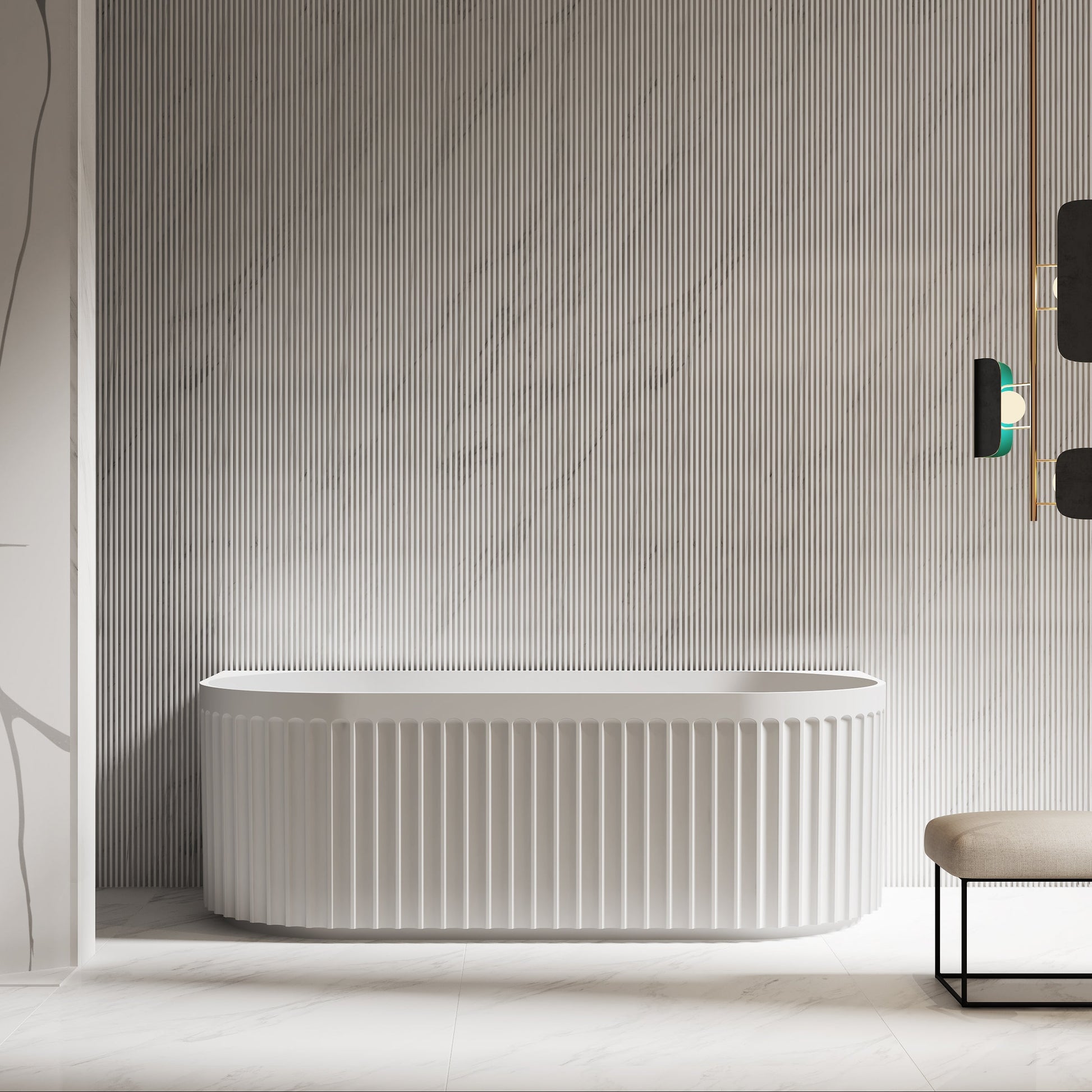 59-67 Inch MonBlari Acrylic Back to Wall Bathtub-FrontView