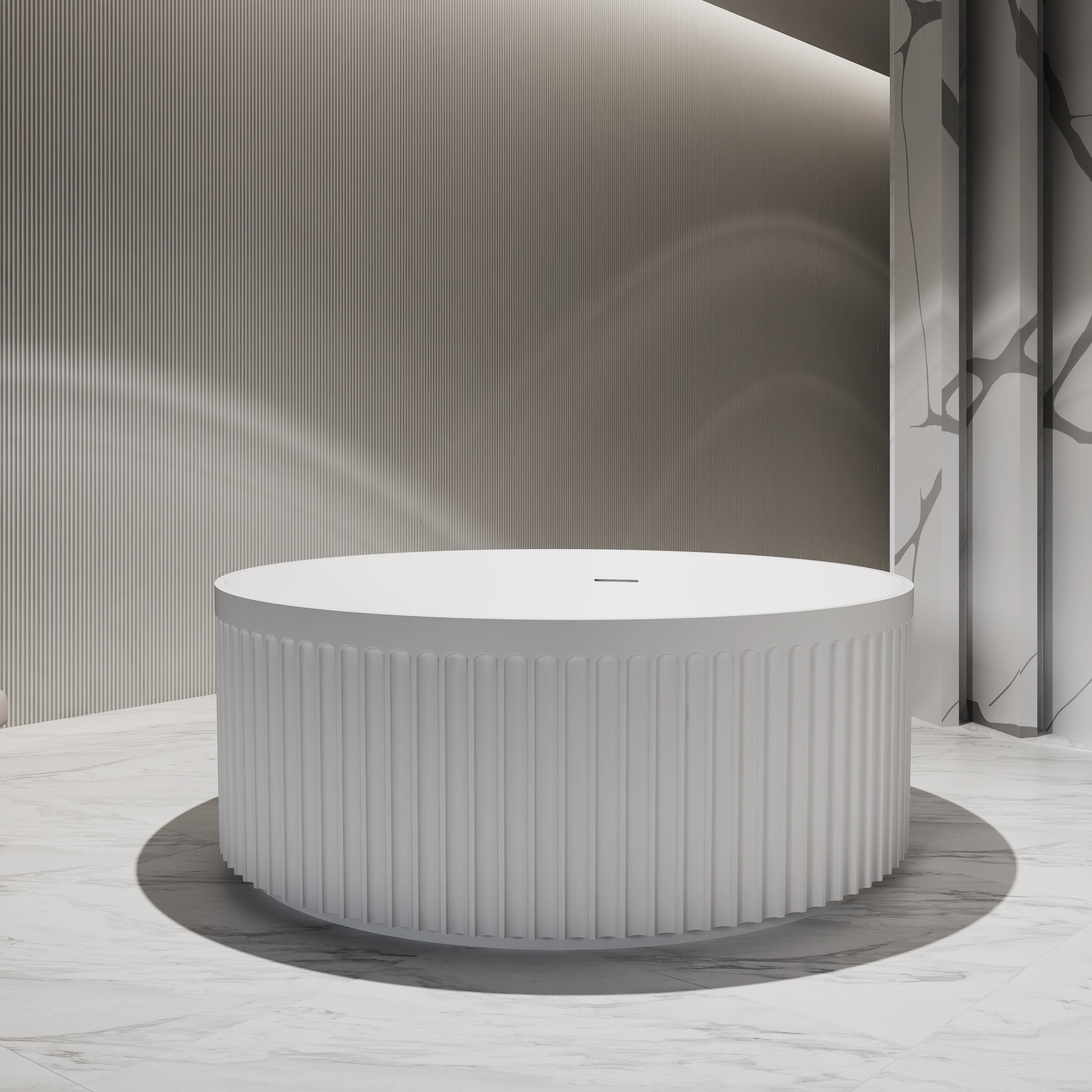 59 Inch MonBlari Acrylic Freestanding Round Bathtub-SideView