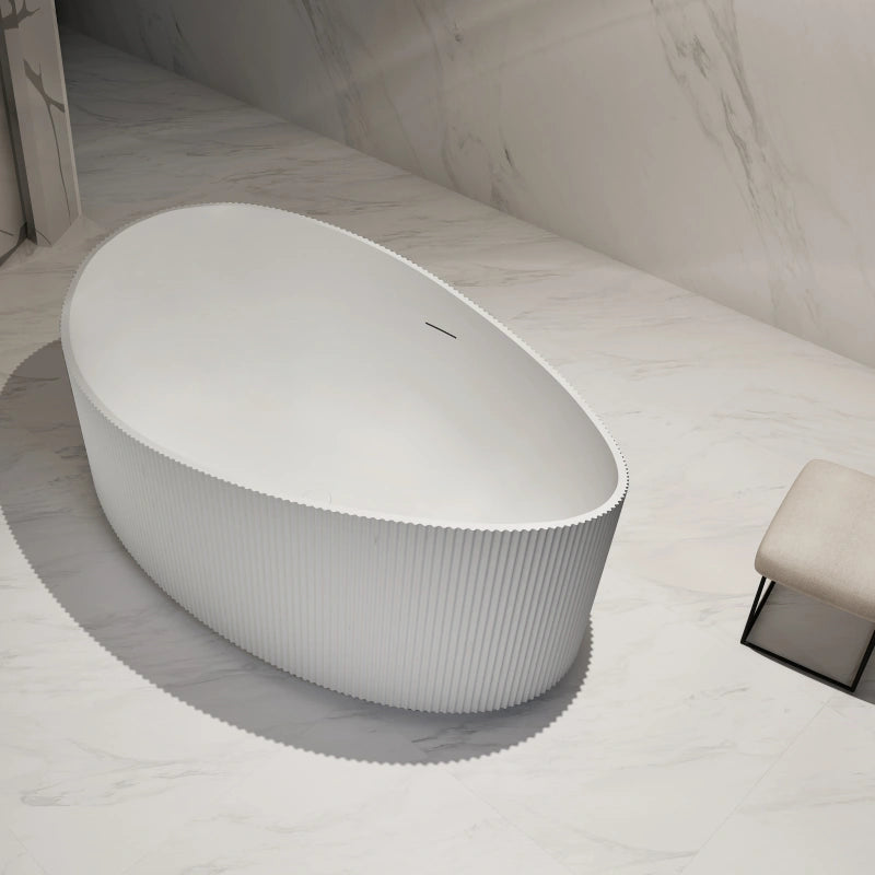71 Inch MonBlari Matte White Acrylic Double Slipper Bathtub Soaking Tub Fluted