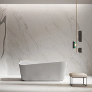 67 Inch MonBlari Matte White Acrylic Freestanding Bathtub Fluted