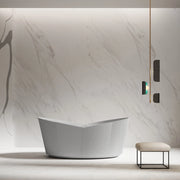 67 Inch MonBlari Matte White Acrylic Double Slipper Bathtub Fluted