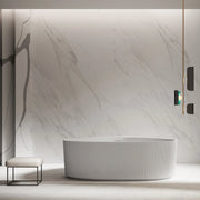 71 Inch MonBlari Matte White Acrylic Freestanding Bathtub Fluted