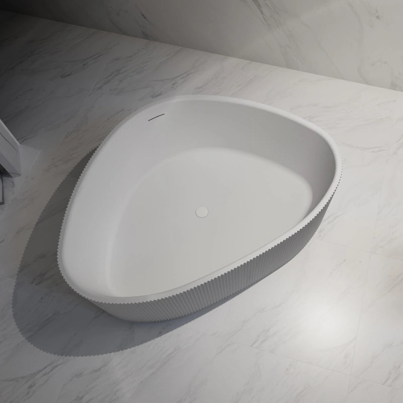 71 Inch MonBlari Matte White Acrylic Freestanding Bathtub Fluted
