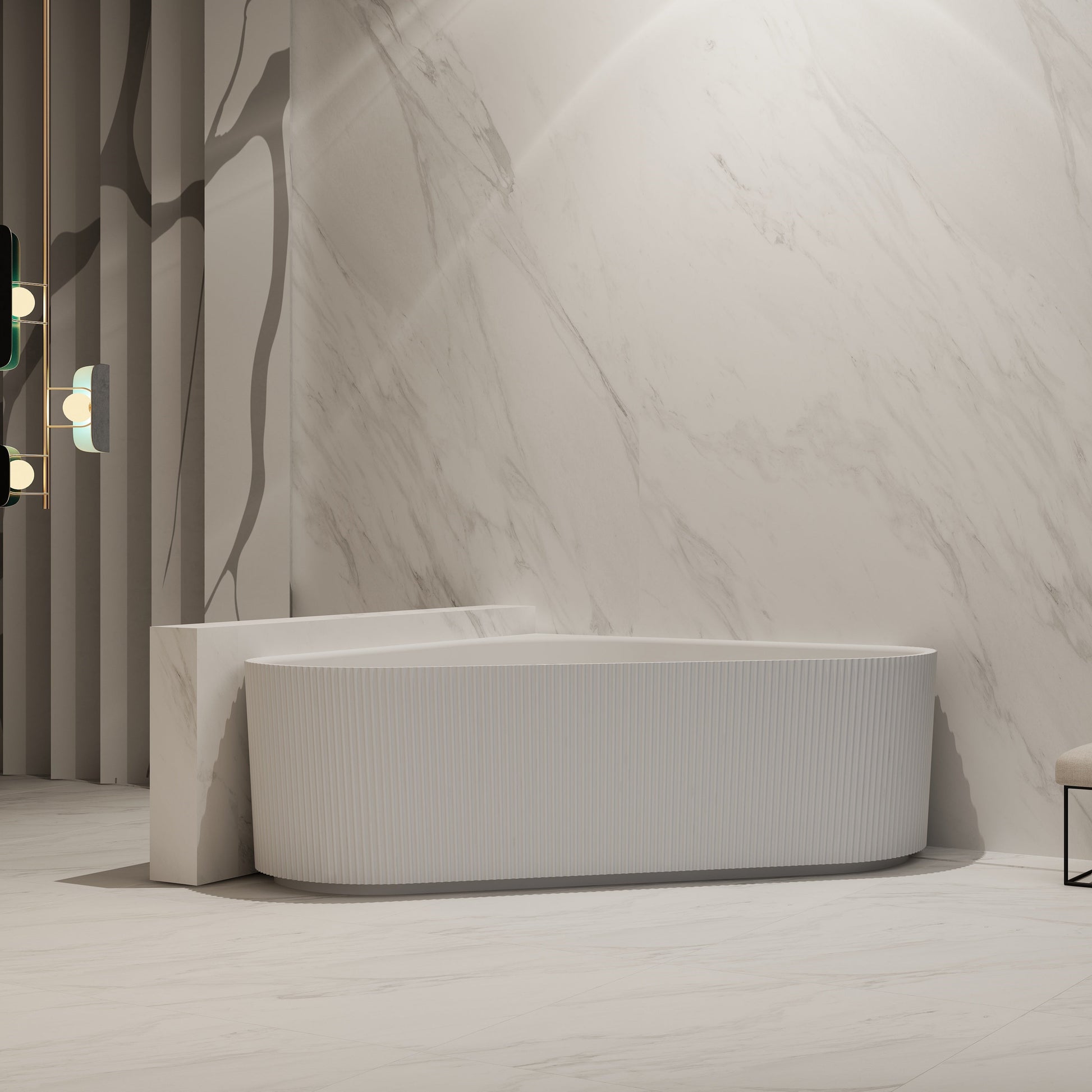 59 Inch MonBlari Acrylic Back to Wall Bathtub TW -7197-FrontView