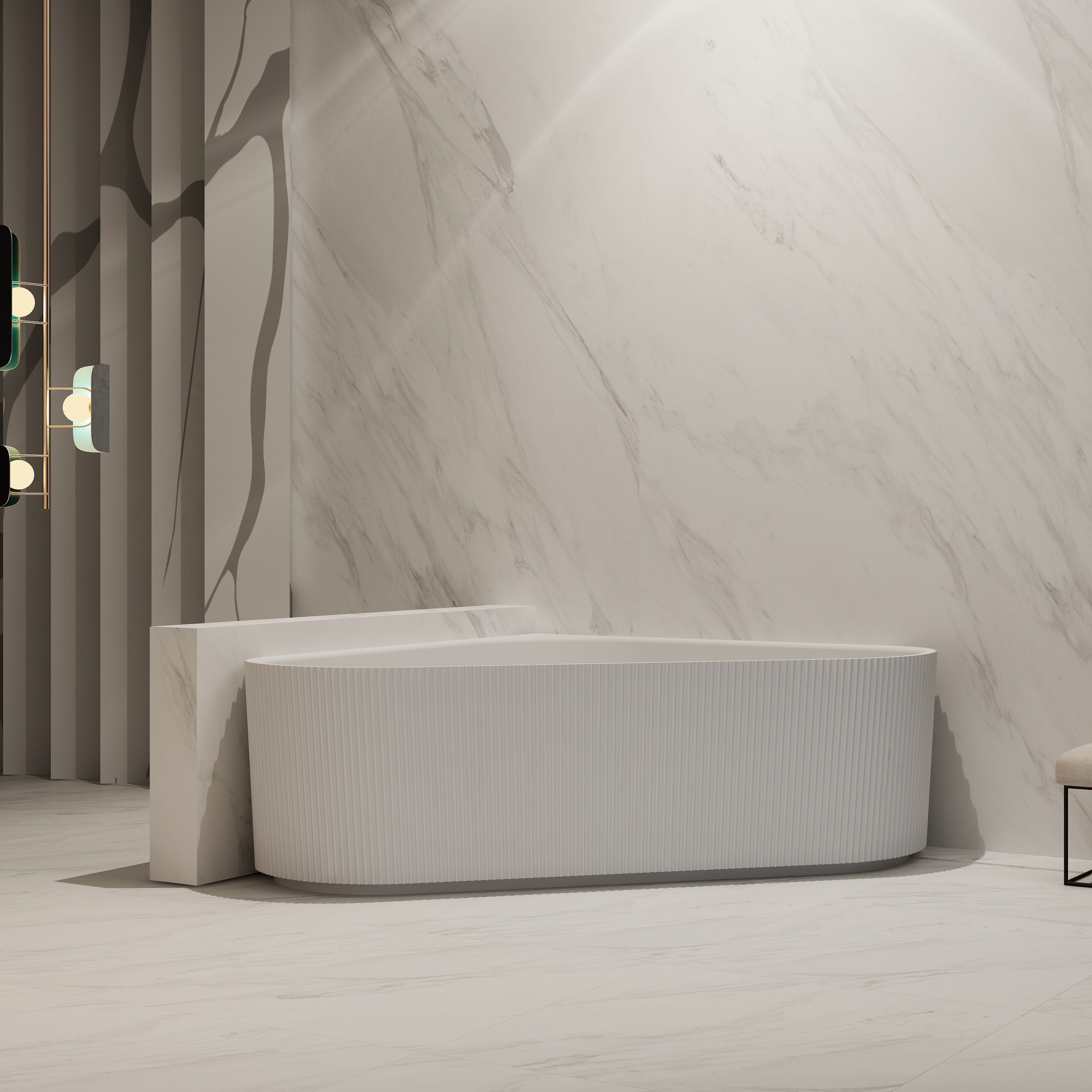 59 Inch MonBlari Acrylic Back to Wall Bathtub TW -7197-FrontView