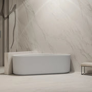 59 Inch MonBlari Matte White Acrylic Corner Bathtub Fluted