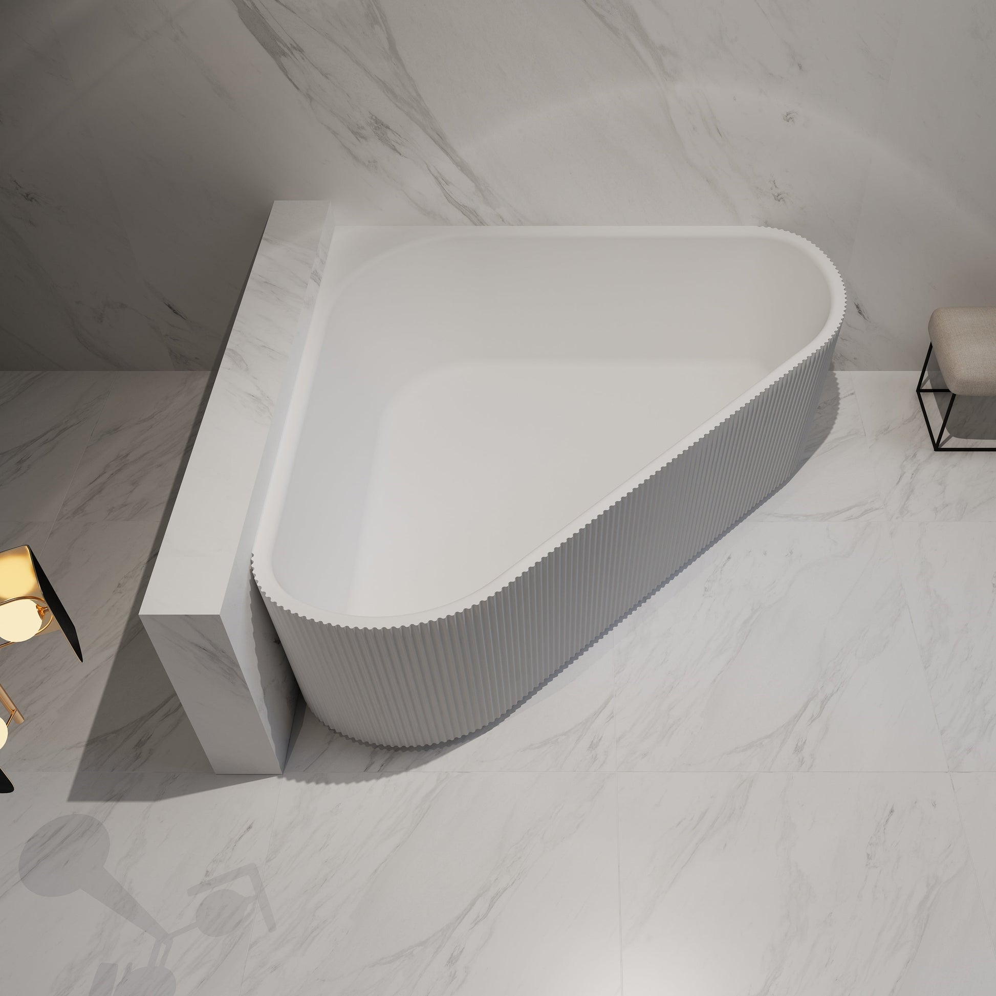 59 Inch MonBlari Acrylic Back to Wall Bathtub TW -7197-TopView