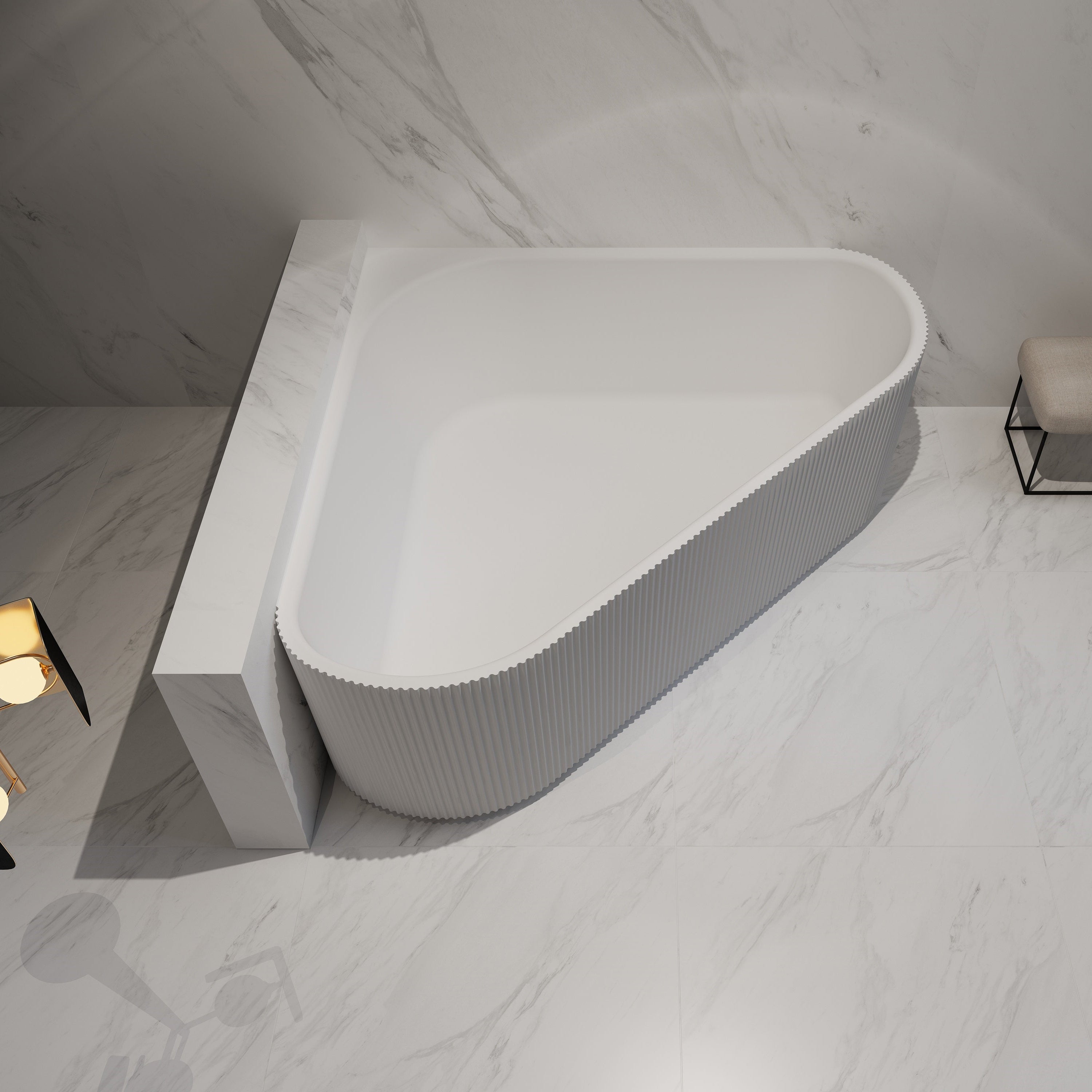 59 Inch MonBlari Acrylic Back to Wall Bathtub TW -7197-TopView