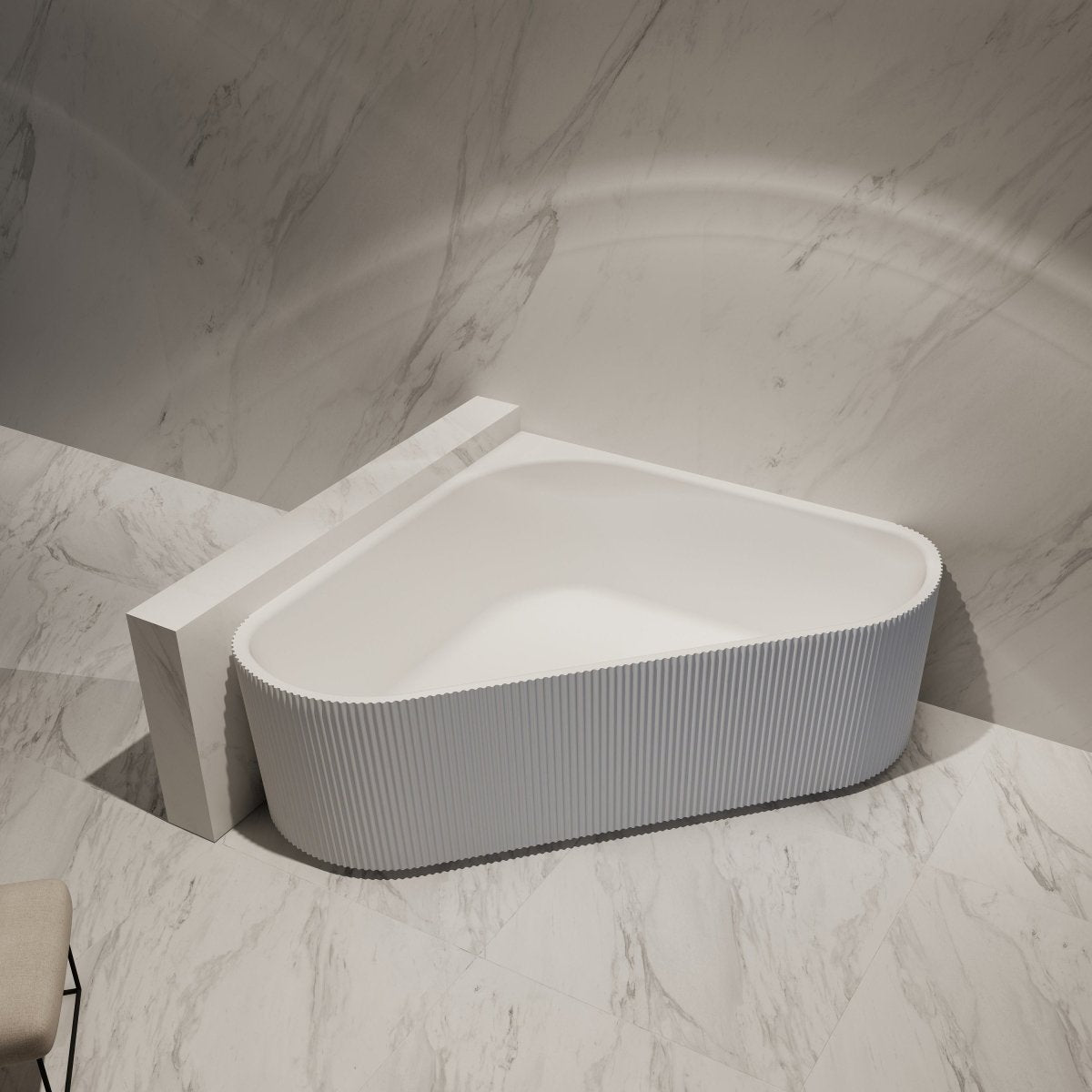59 Inch MonBlari Acrylic Back to Wall Bathtub TW -7197-FrontTop