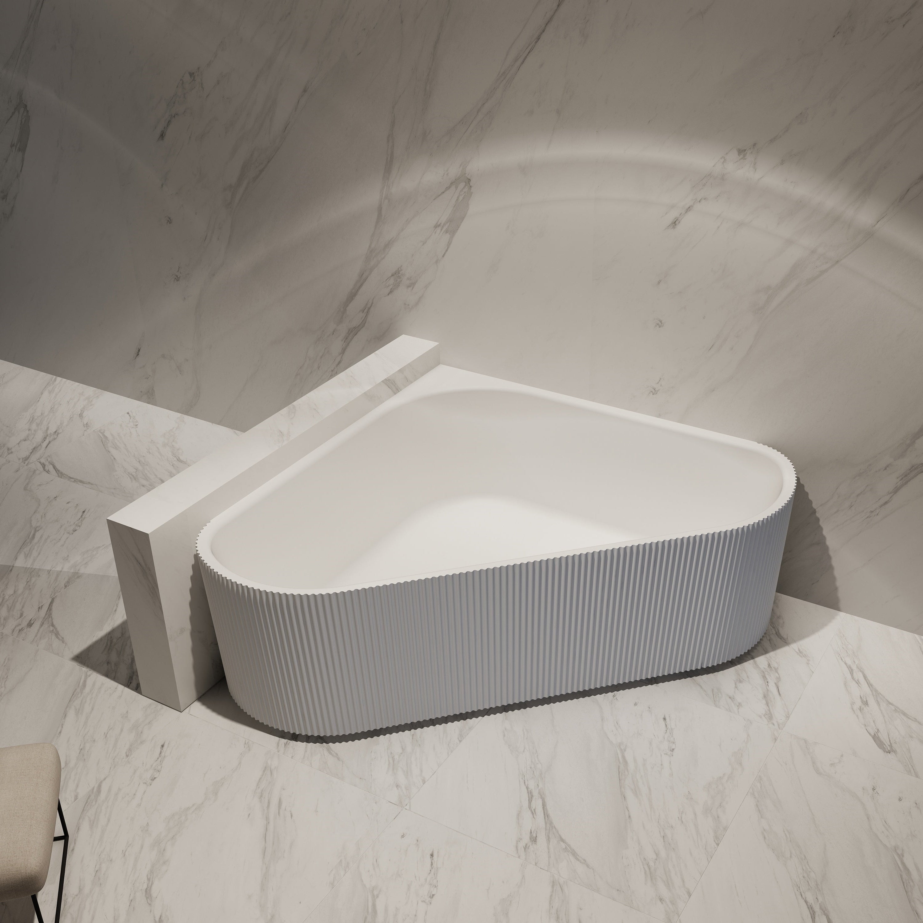 59 Inch MonBlari Acrylic Back to Wall Bathtub TW -7197-FrontTop