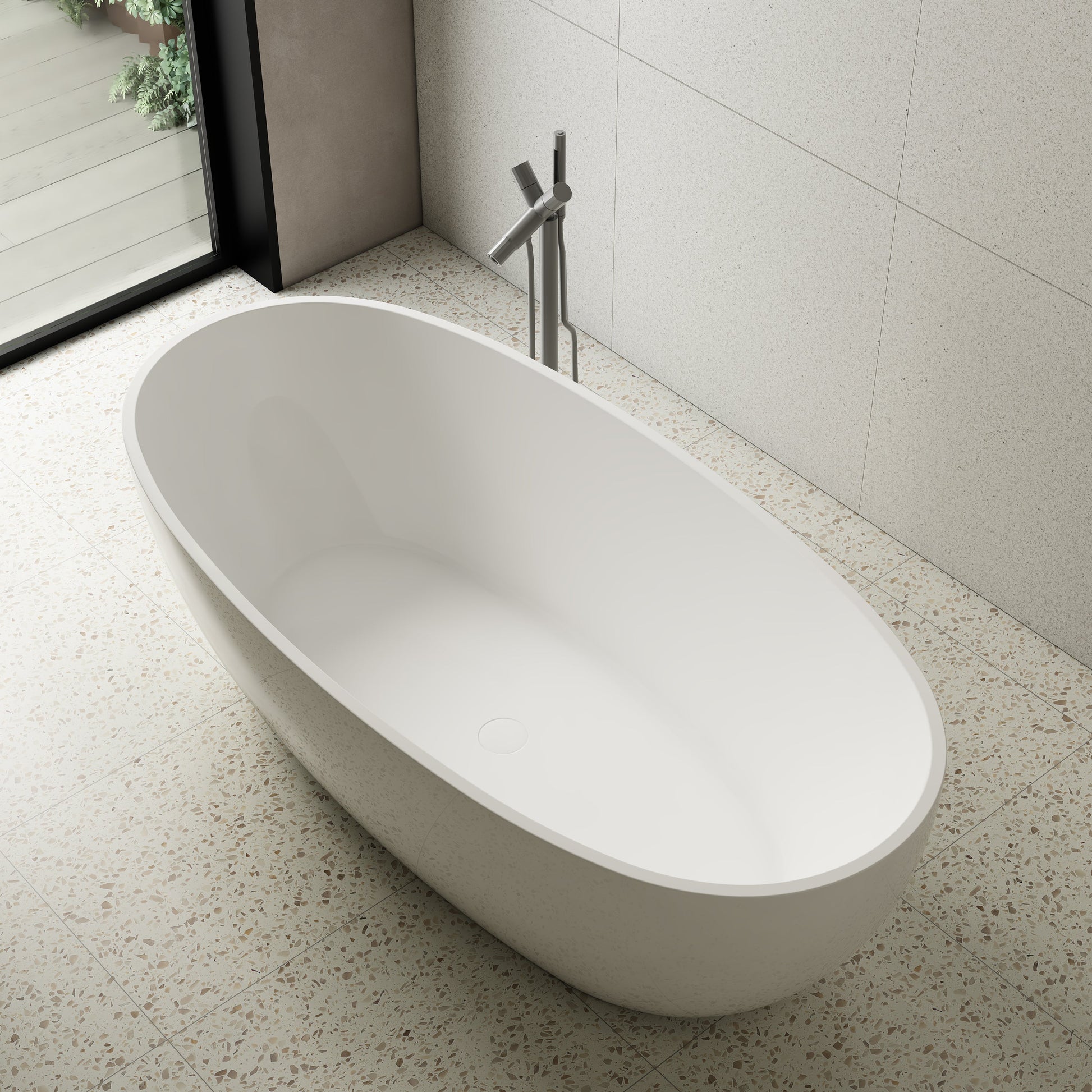 67 Inch MonBlari Acrylic Freestanding BathtubTW7507GW-Right Top View