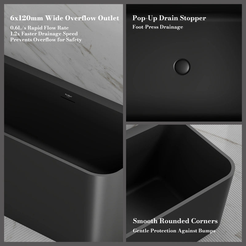 59-67 Inch MonBlari Acrylic Back to Wall Bathtub