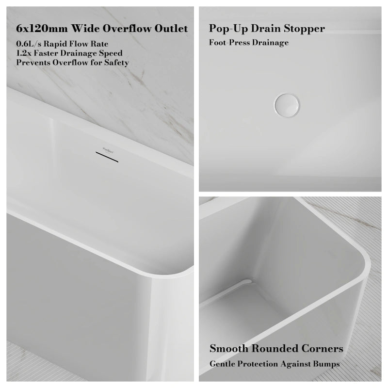 59-67 Inch MonBlari Acrylic Back to Wall Bathtub