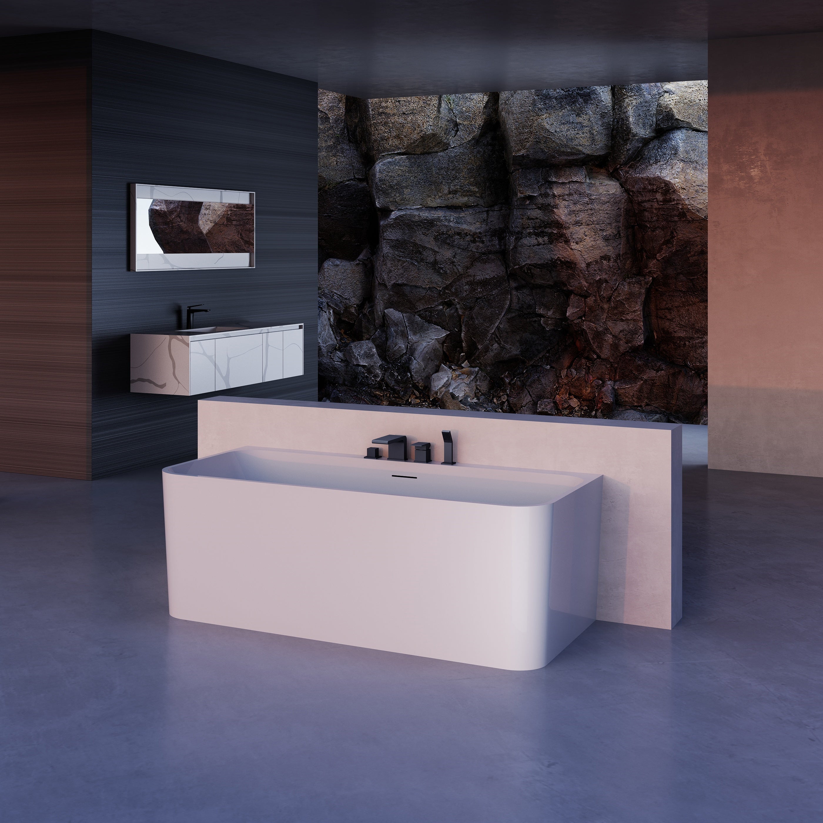 MonBlari Acrylic Freestanding Bathtub TW-7581-GW-SideView