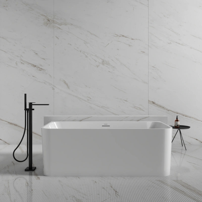 59-67 Inch MonBlari Acrylic Back to Wall Bathtub
