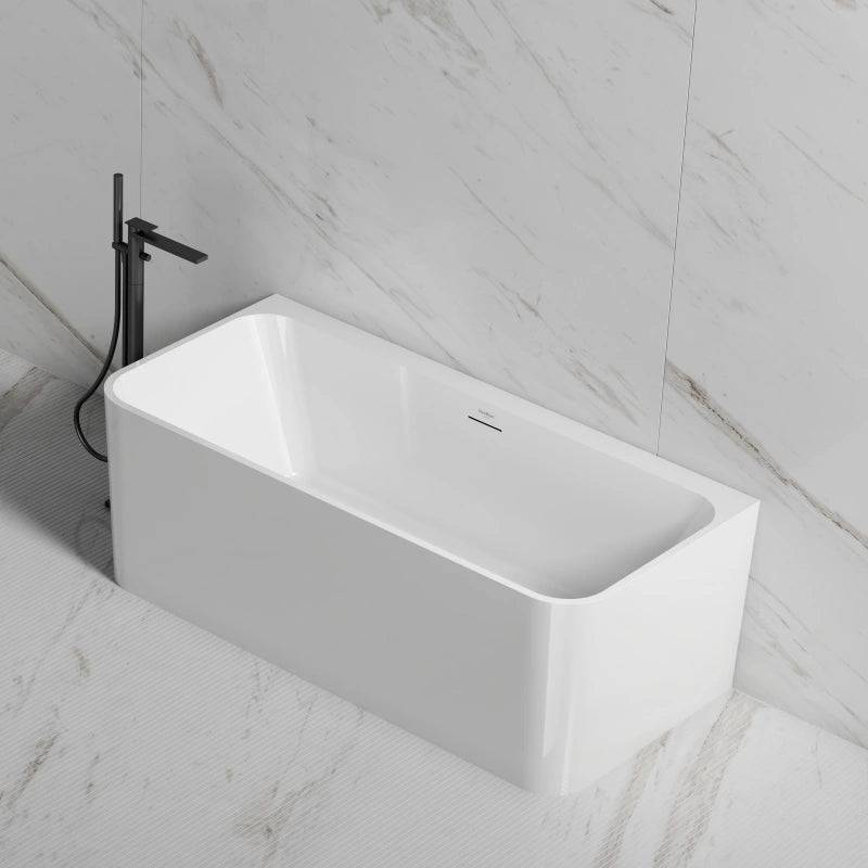 59-67 Inch MonBlari Acrylic Back to Wall Bathtub