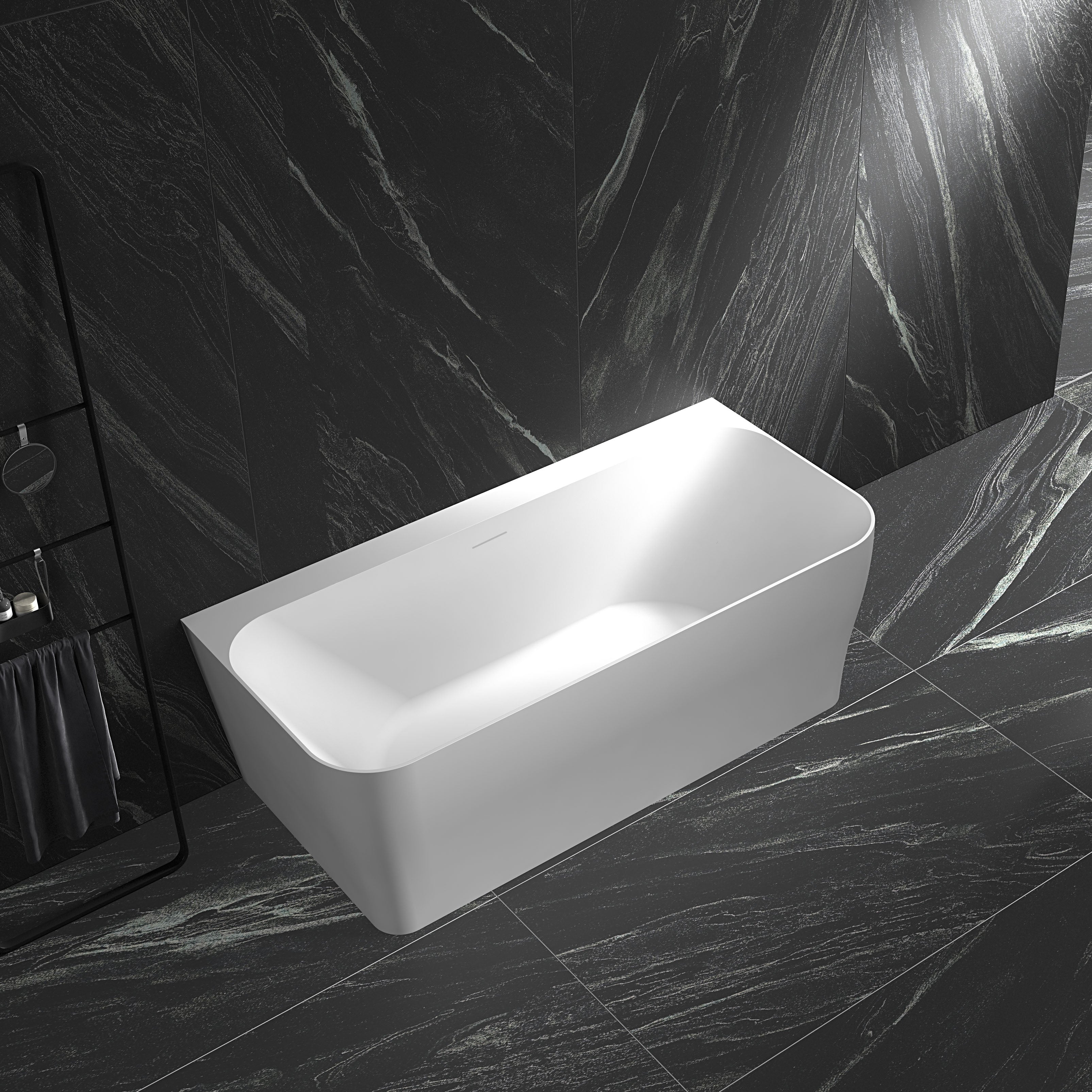 MonBlari Acrylic Back to Wall Bathtub TW-7609-GW-SideTop