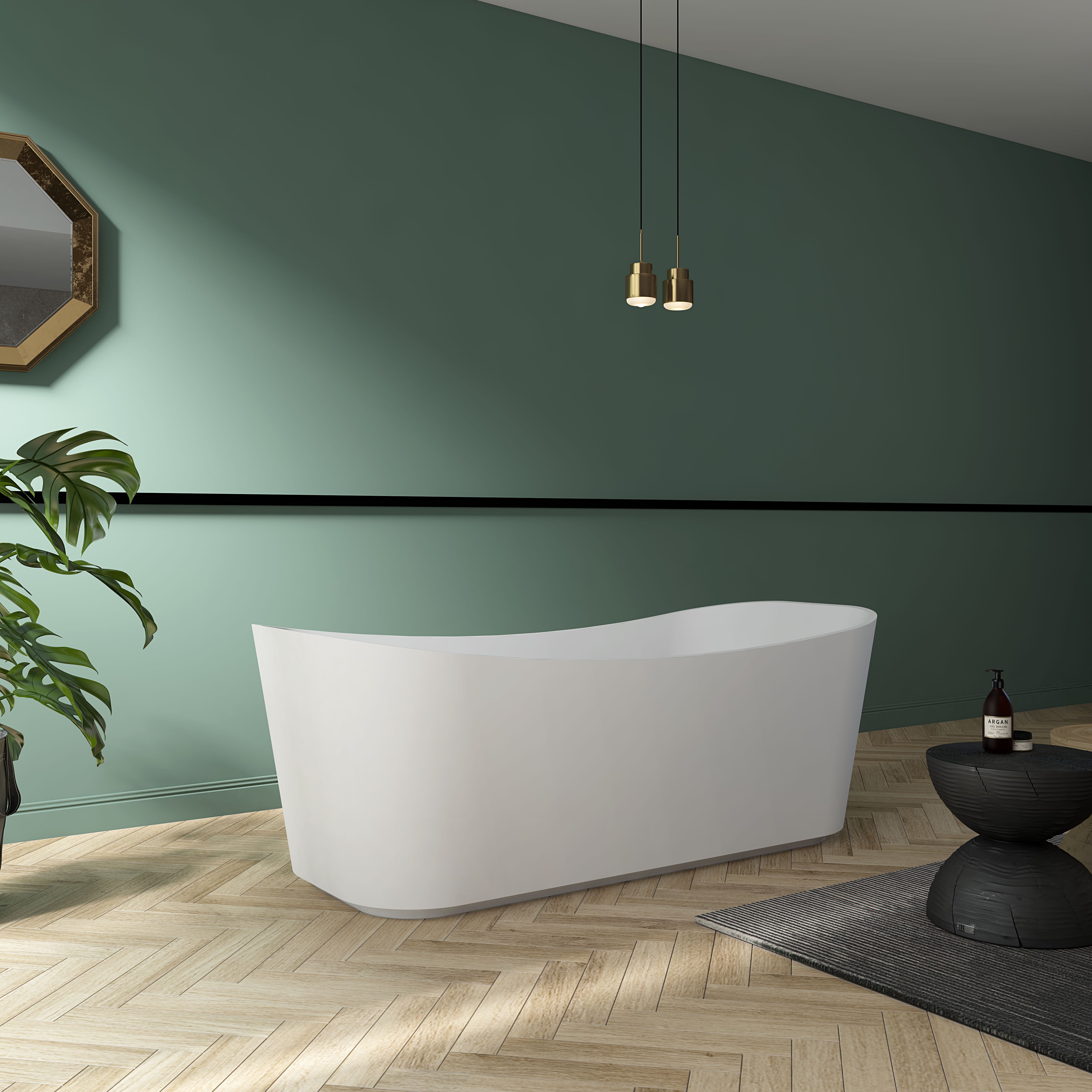 MonBlari Acrylic Freestanding Bathtub TW-7617-GW-SideView