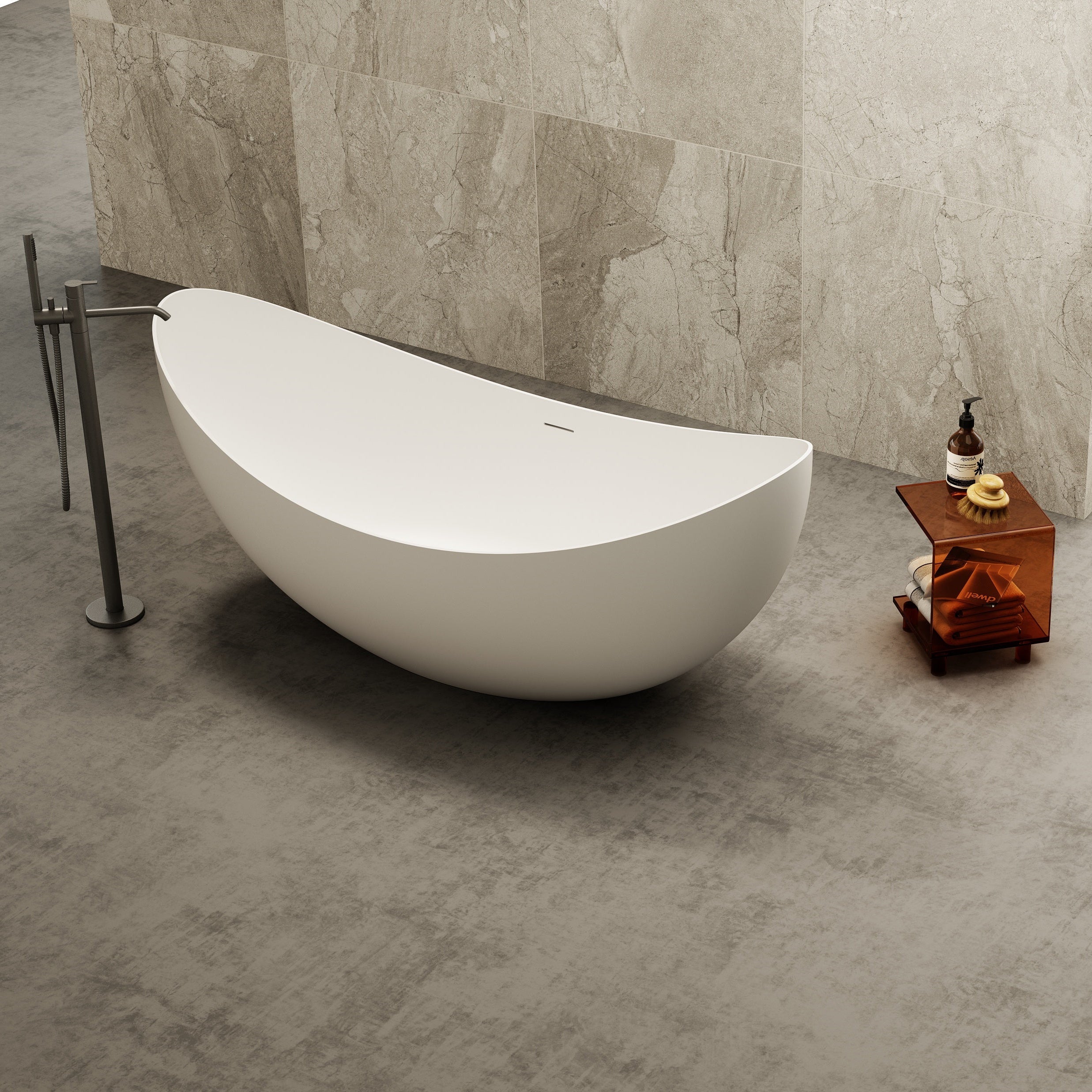 MonBlari Acrylic Freestanding Bathtub TW-7618-GW-SideView